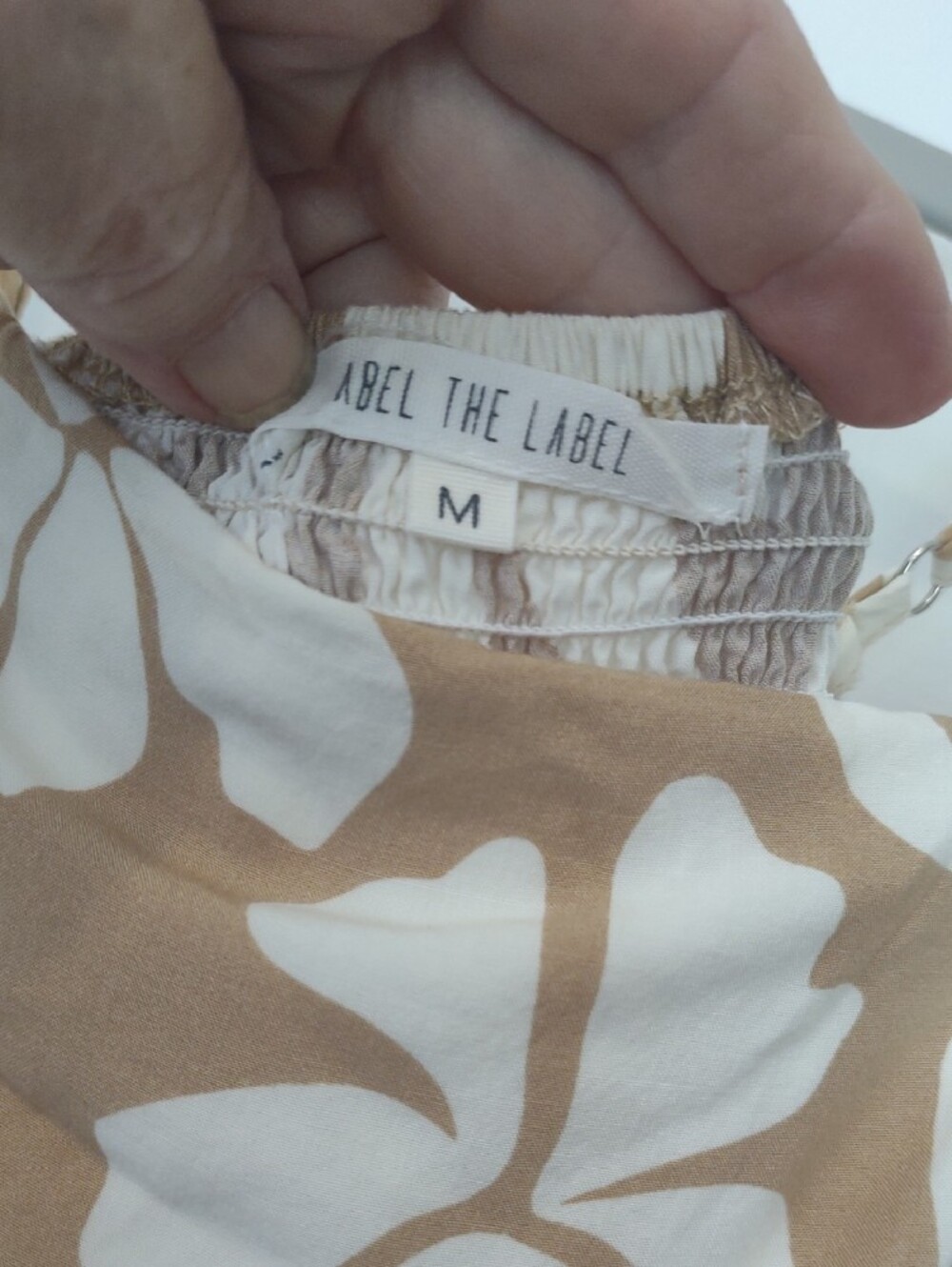 Beige and White Floral Maxi Dress with Spaghetti Straps - Picture 6 of 6